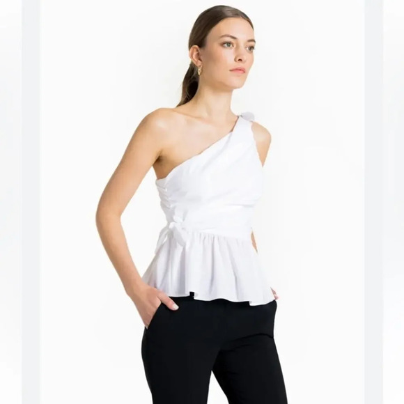 A.L.C. Soraya One Shoulder Top Cotton Gathered size 10 - Picture 1 of 8
